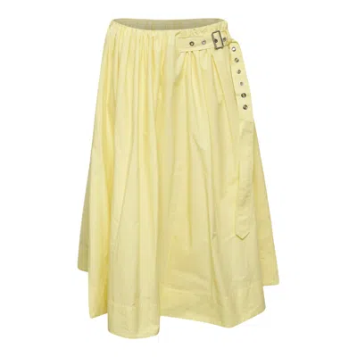 3.1 Phillip Lim Belted Gathered Midi Skirt In Yellow