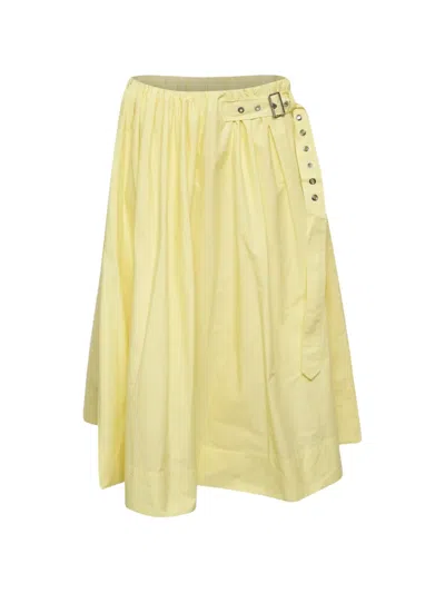3.1 Phillip Lim Belted Gathered Midi Skirt In Yellow