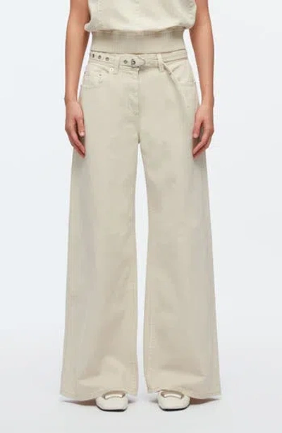 3.1 Phillip Lim Belted High Waist Wide Leg Jeans In Sand