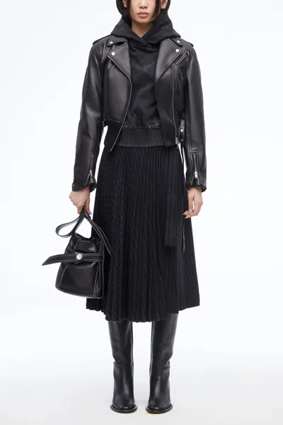 3.1 Phillip Lim Belted Leather Biker Jacket In Black