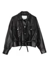3.1 Phillip Lim Belted Leather Shirt Jacket In Black