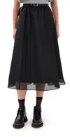 3.1 Phillip Lim Belted Midi Skirt With Chiffon Hem Black In Black