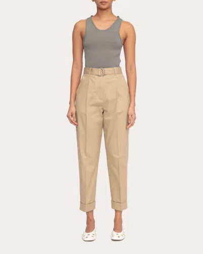 3.1 Phillip Lim Belted Pleated Carrot Pant In Khaki In Brown