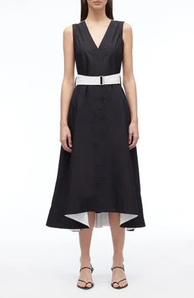 3.1 Phillip Lim Belted Poplin Midi Dress In Multi