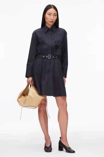 3.1 Phillip Lim Belted Structured Cotton Shirt Dress In Blue