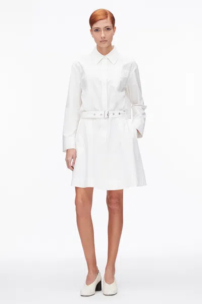 3.1 Phillip Lim Belted Structured Cotton Shirt Dress In White