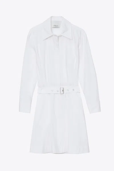 3.1 Phillip Lim Belted Structured Cotton Shirt Dress In White