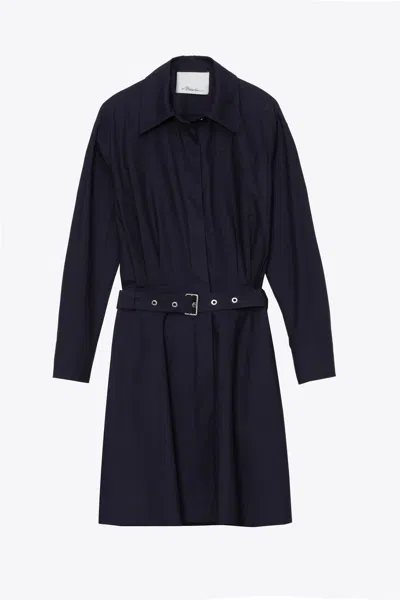 3.1 Phillip Lim Belted Structured Cotton Shirt Dress In Black