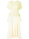 3.1 Phillip Lim Cotton-jersey And Pleated Cotton-blend Poplin Midi Dress In Limelight Buttercream