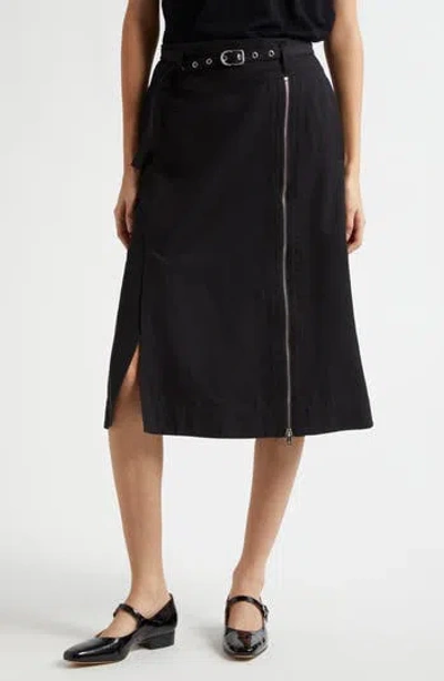 3.1 Phillip Lim Belted Utility Cotton Blend Midi Skirt In Black