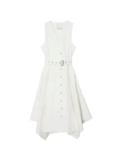 3.1 Phillip Lim Belted V-neck Midi Dress In Neutral