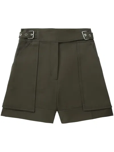 3.1 Phillip Lim Belted-waist Cotton Shorts In Green