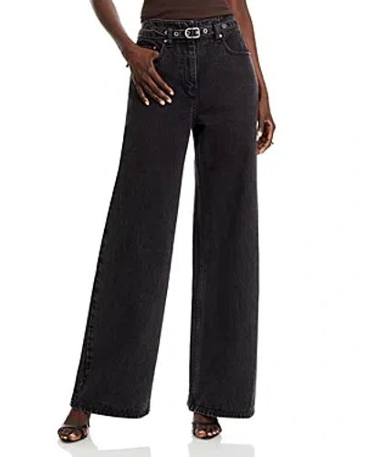 3.1 Phillip Lim Belted Wide Leg Jeans In Washed Black