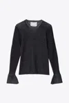 3.1 Phillip Lim Bi Color Rib Long Sleeve Crewnewck Pullover In Gray