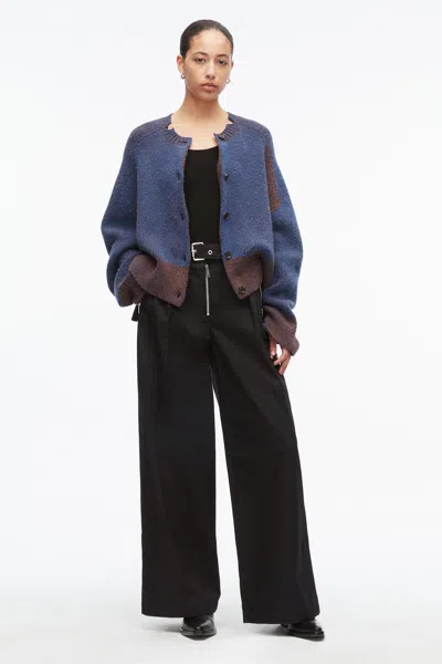3.1 Phillip Lim Bicolor Alpaca Raglan Cardigan In Cacao-midnight