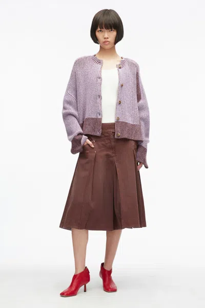 3.1 Phillip Lim Bicolor Alpaca Raglan Cardigan In Purple