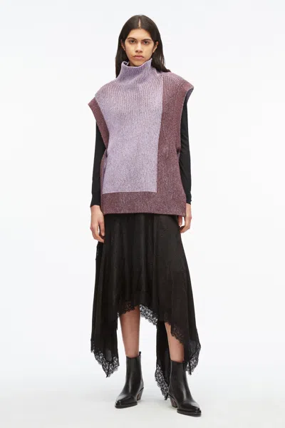 3.1 Phillip Lim Bicolor Alpaca Turtle Neck Vest In Orchid-espresso