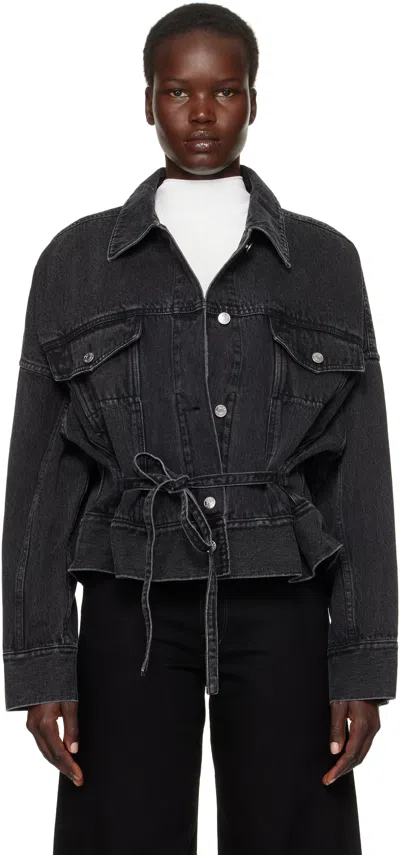 3.1 Phillip Lim Black Boxy Denim Jacket In Washed Blk