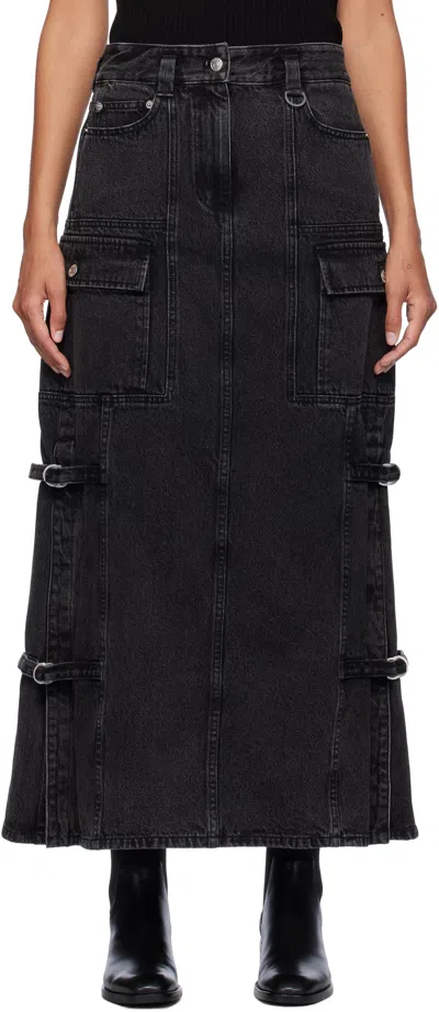 3.1 Phillip Lim Denim Utility Maxi Skirt In Washed Blk