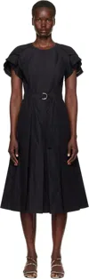 3.1 Phillip Lim Black Cascade Petal Sleeve Midi Dress In Black