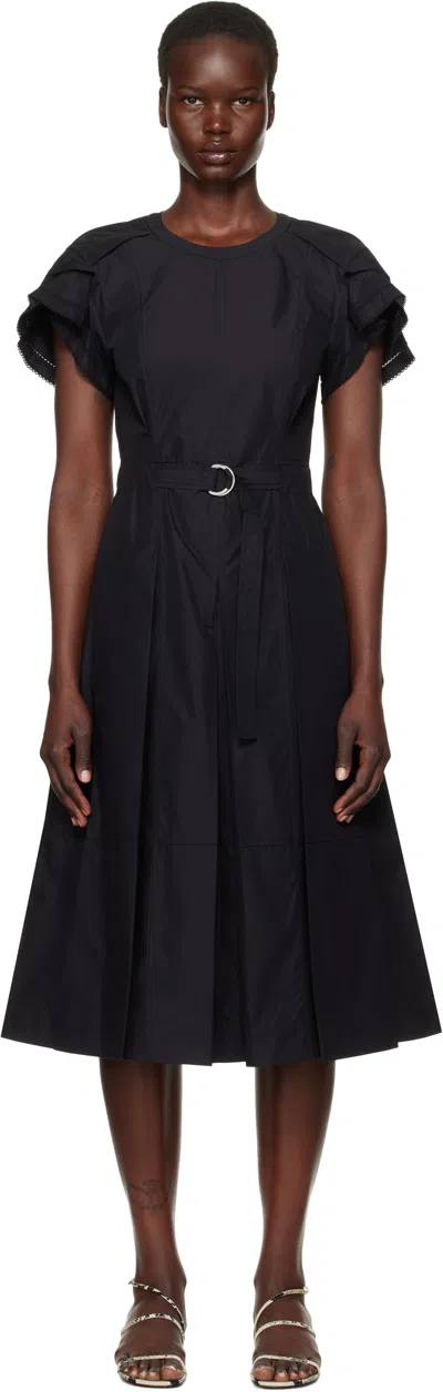 3.1 Phillip Lim Black Cascade Petal Sleeve Midi Dress