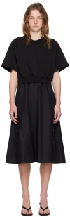 3.1 Phillip Lim Black Combo Midi Dress In Ba001 Black