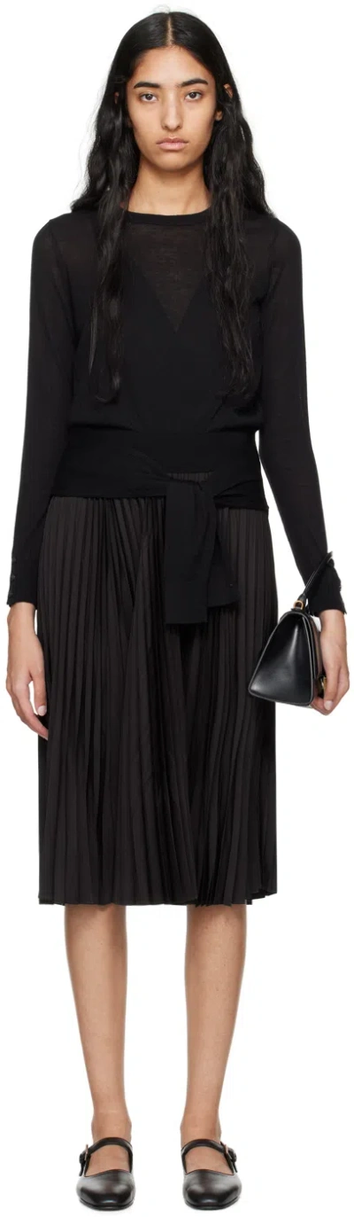 3.1 Phillip Lim Black Combo Pleated Midi Dress In Ba001 Black