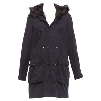 Pre-owned 3.1 Phillip Lim Black Cotton Brown Full Sheep Fur Lined Parka Coat Xs