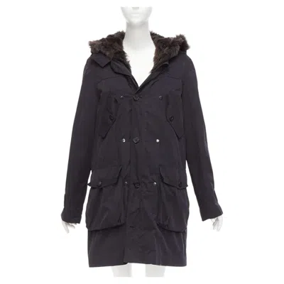 Pre-owned 3.1 Phillip Lim Black Cotton Brown Full Sheep Fur Lined Parka Coat Xs