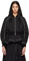 3.1 Phillip Lim Black Layered Flounce Bomber Jacket In Ba001 Black