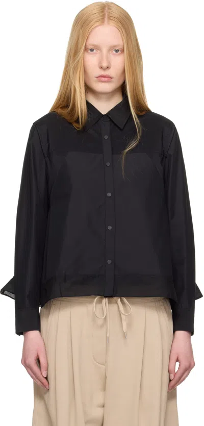 3.1 Phillip Lim Black Long Sleeve Flounce Hem Shirt