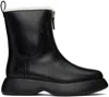 3.1 Phillip Lim Black Mercer Zip Shearling Boots In Ba001 Black