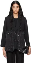 3.1 Phillip Lim Black Oversized Hybrid Denim Blazer In Wa010 Washed Blk