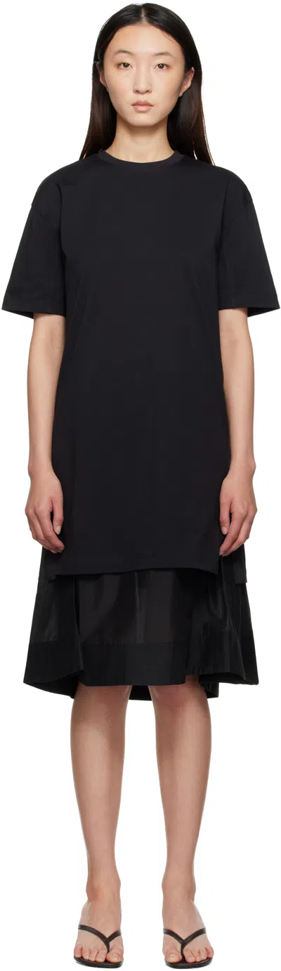 3.1 Phillip Lim Black Oversized T-shirt Combo Midi Dress