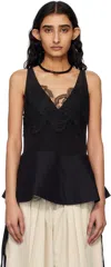 3.1 Phillip Lim Black Peplum Lace Tank Top In Black