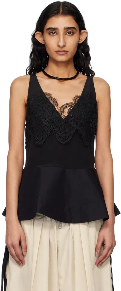 3.1 Phillip Lim Black Peplum Lace Tank Top