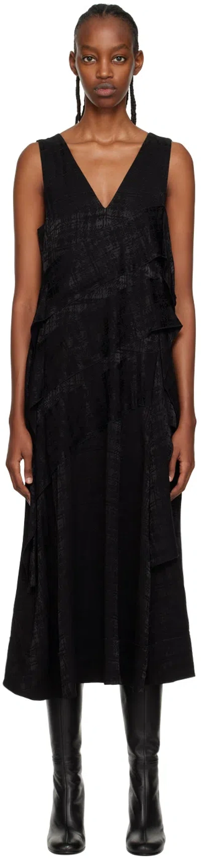 3.1 Phillip Lim Black Plaid Midi Dress In Ba001 Black