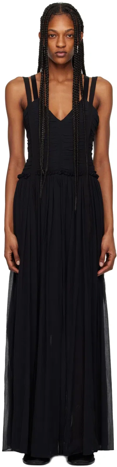 3.1 Phillip Lim Black Ruched Maxi Dress In Ba001 Black