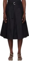 3.1 Phillip Lim Black Utility Poplin Midi Skirt In Black