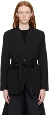3.1 Phillip Lim Black Waist Tie Blazer In Ba001 Black