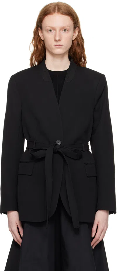 3.1 Phillip Lim Black Waist Tie Blazer In Ba001 Black