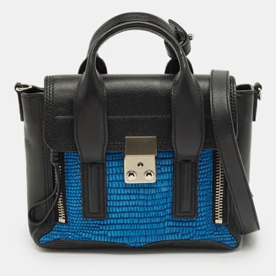 3.1 Phillip Lim Black/blue Textured Leather Mini Pashli Satchel