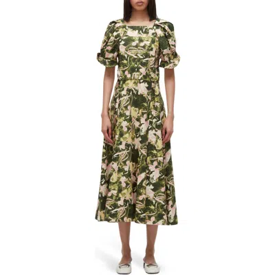 3.1 Phillip Lim Bloom Sleeve Belted Cotton Midi Dress