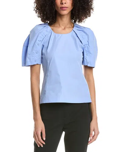 3.1 Phillip Lim Bloom Sleeve Scoop Neck Top In Blue