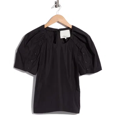 3.1 Phillip Lim Bloom Sleeve Scoop Neck Top In Black