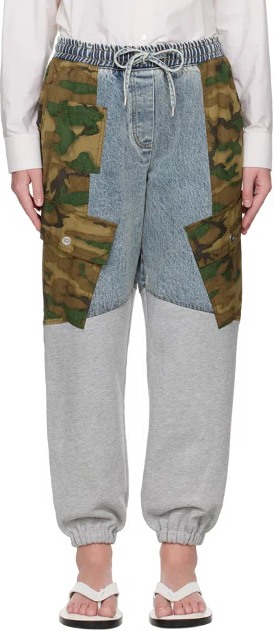 3.1 Phillip Lim Patchwork Camo Ripstop Joggers Dark Olive Multi