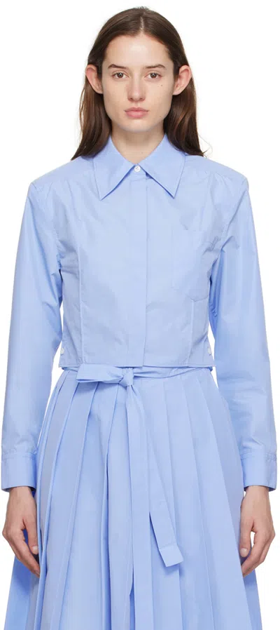 3.1 Phillip Lim Blue Cropped Shirt In Ox450 Oxford Blue
