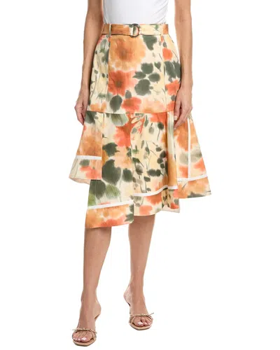3.1 Phillip Lim Blurred Marigold Asymmetric Panel Skirt In Animal Print