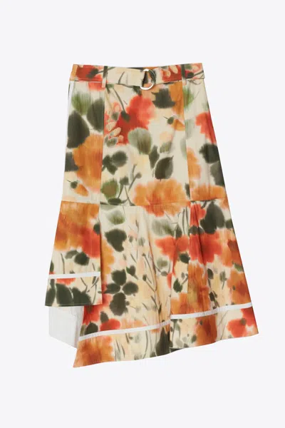 3.1 Phillip Lim Blurred Marigold Asymmetric Panel Skirt In Multi