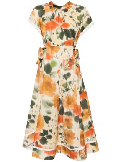 3.1 Phillip Lim Blurred Marigold Midi Dress In Ma704 Marigold Multi